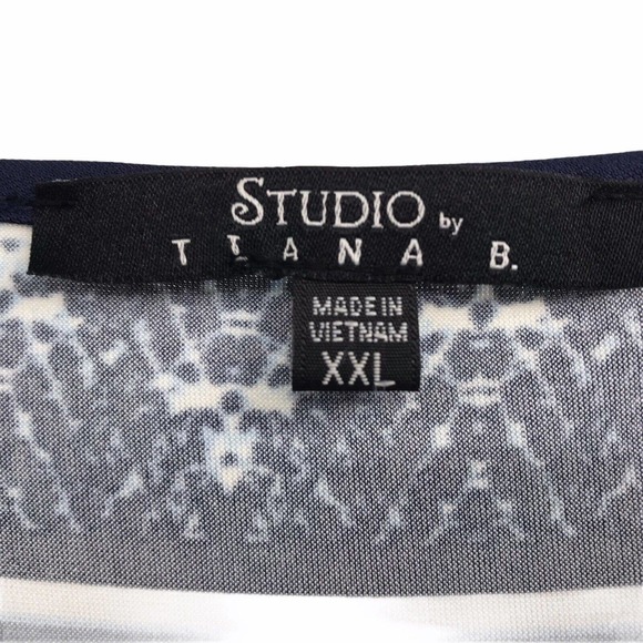 Studio By Tiana B Womens Size Plus 2XL Blue Printed 3/4 Sleeve Pullover Dress - Picture 5 of 5